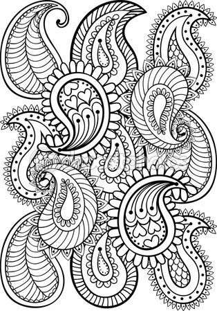 314x449 Hand Drawn Paisley Pattern For Adult Coloring Page A4 Size In Do