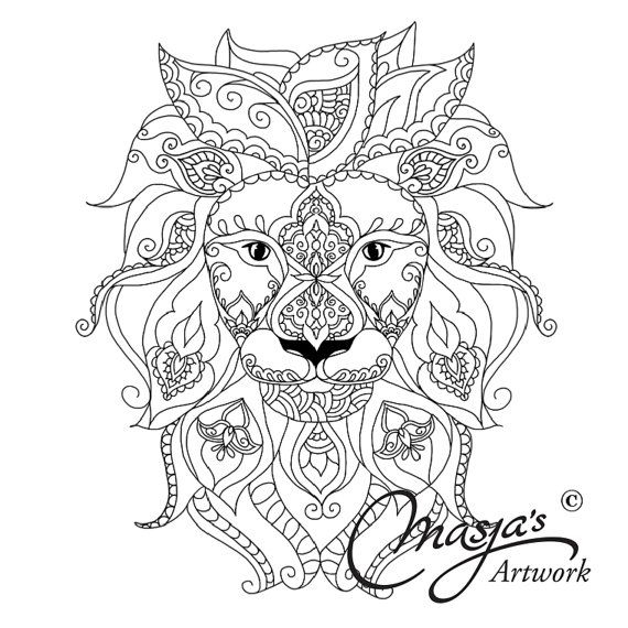 570x570 Adult Coloring Pages Lion Paisley Download