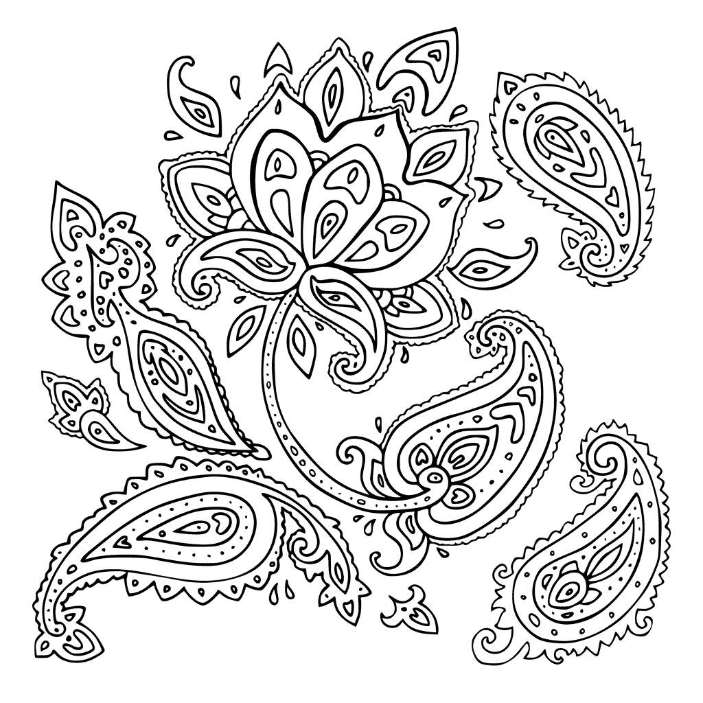 1024x1024 Easy Paisley Coloring Pages
