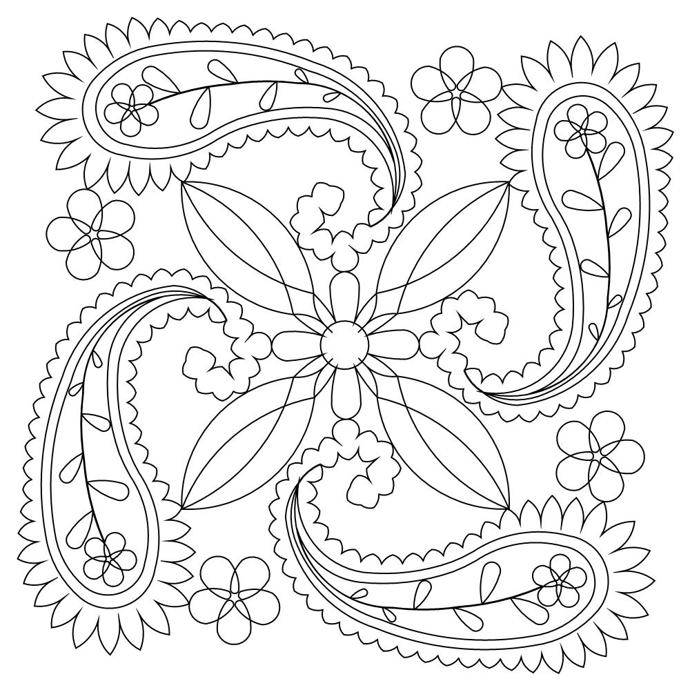 1000x1000 Paisley Flower Coloring Pages