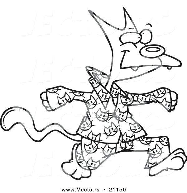600x620 Pajama Coloring Page Vector Of A Cartoon Cat In His Pajamas