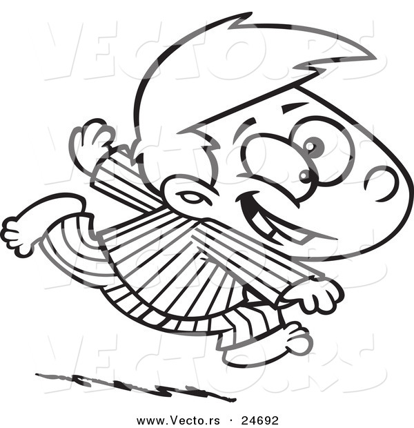 600x620 Vector Of A Cartoon Excited Boy Running In His Pajamas