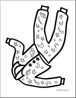 304x392 Clip Art Basic Words Pajamas (Coloring Page) I