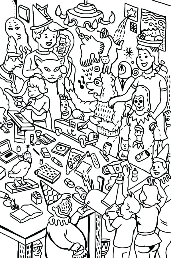 600x901 Party Coloring Pages Birthday Party Coloring Page Birthday Party