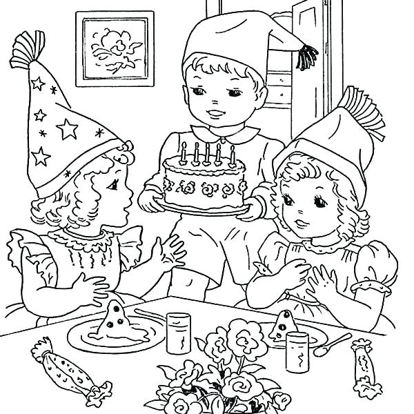 600x600 Party Coloring Pages Birthday Party Colouring Pages Mario Party