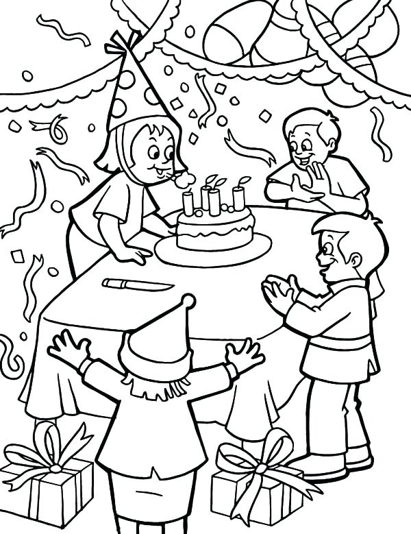 600x779 Party Coloring Pages Pizza Party Coloring Sheets Color Page Pages
