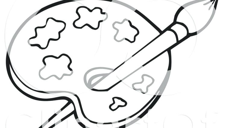 750x425 Paint Palette Colouring Page Royalty Free Illustration