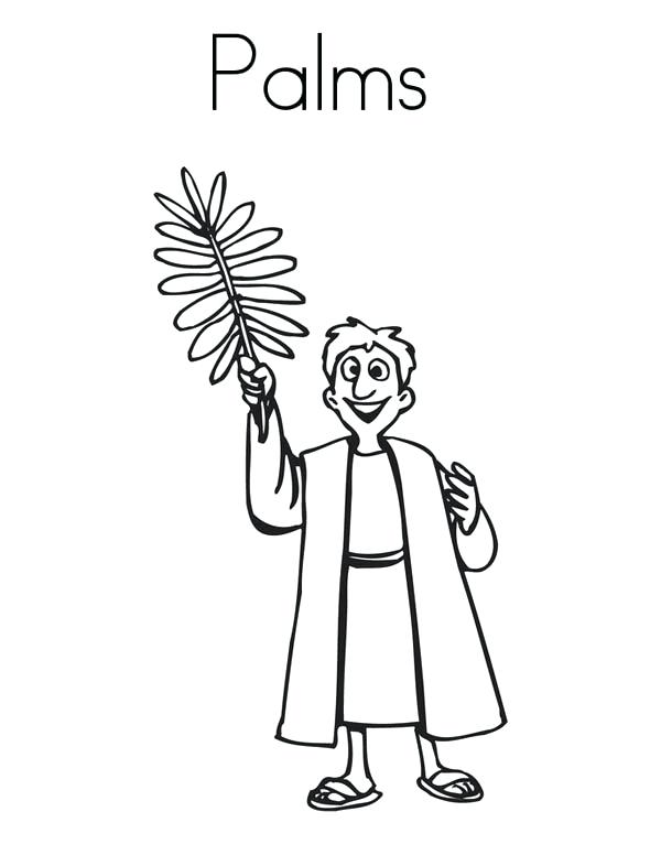 600x776 Branch Coloring Page Palm Branch Coloring Sheet A Boy Waving Palm