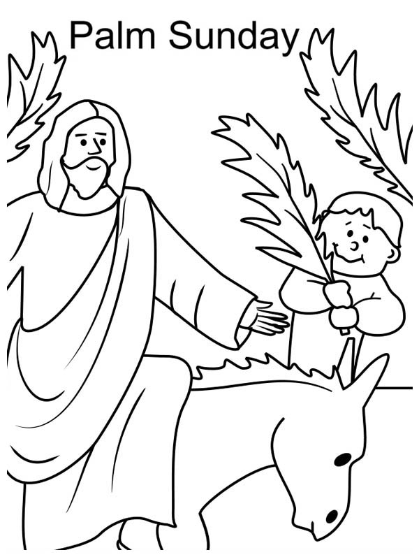 600x797 Kid Wave Palm Tree Branch In Front Of Jesus In Palm Sunday