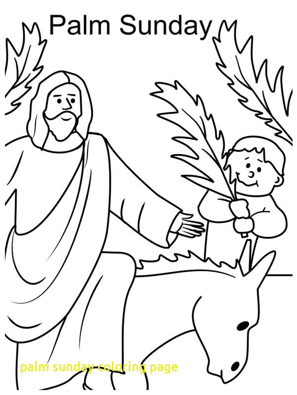 600x797 Palm Sunday Coloring Page With Kid Wave Palm Tree Branch In Front