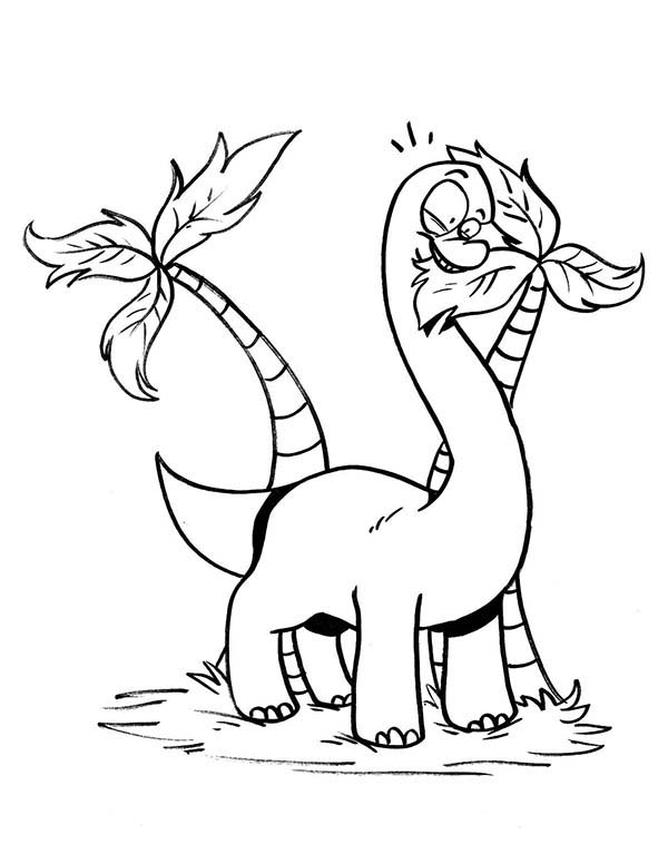 600x776 Brachiosaurus Eating Palm Tree Coloring Page Color Luna
