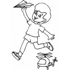 291x291 Boy With Paper Airplane Coloring Page