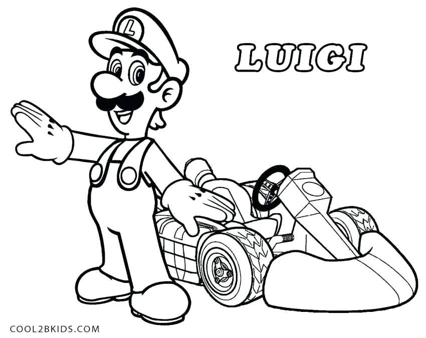 850x674 Luigi Coloring Page Paper Coloring Pages Luigi Mario Kart Coloring