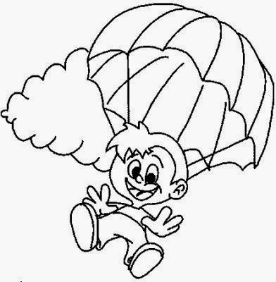 392x400 Parachute Boy Coloring Page