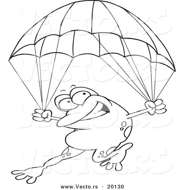600x620 Vector Of A Cartoon Frog Parachuting