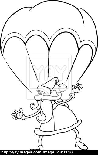 323x512 Santa On Parachute Cartoon Coloring Page Image
