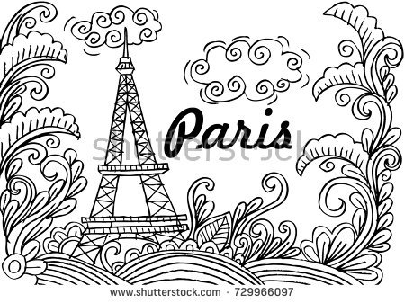 450x337 Paris Coloring Pages Spring Paris Coloring Page Stock Vector Stock