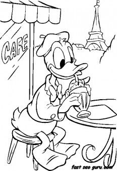 232x338 Free Printable Donald Duck Eiffel Tower In Paris Coloring Pages