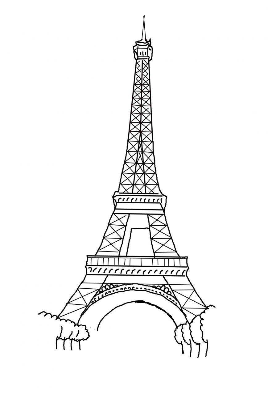 869x1304 Eiffel Tower Coloring Page Photo Concept Pages Paris Printable