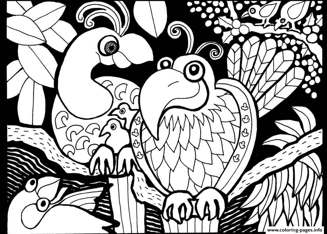 1072x768 Adult Africa Parrots Coloring Pages Printable