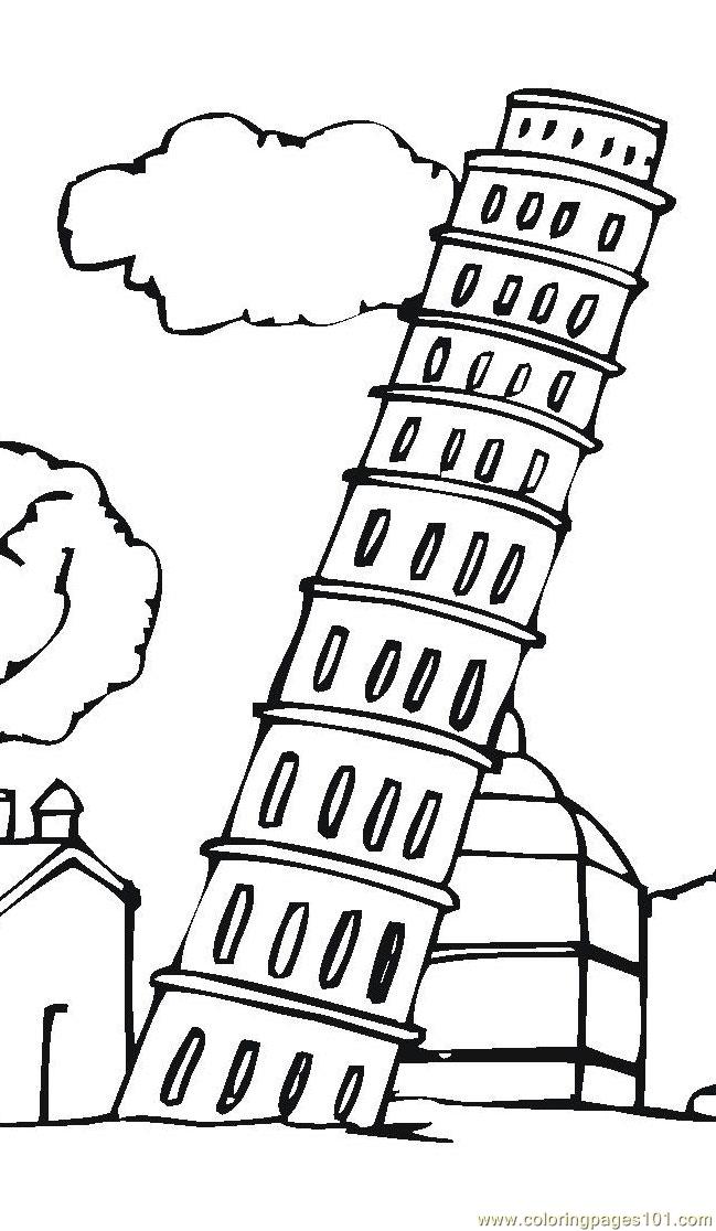 649x1116 Leaning Tower Of Pisa Coloring Page