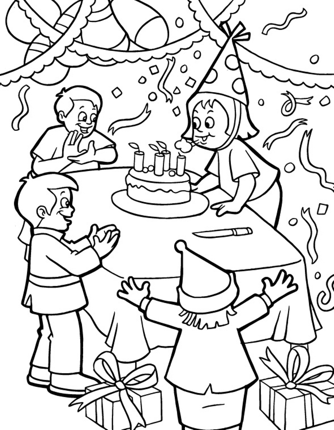 1115x1435 Birthday Party Colouring Birthday Party Coloring Pages And Inside