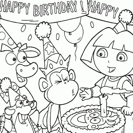 550x550 Birthday Party Colouring Pages Drawn Birthday Coloring Book Pencil