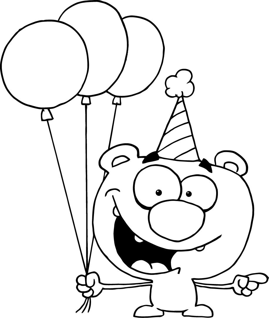 916x1085 Bear Wearing A Birthday Hat Working Sheet For Kids
