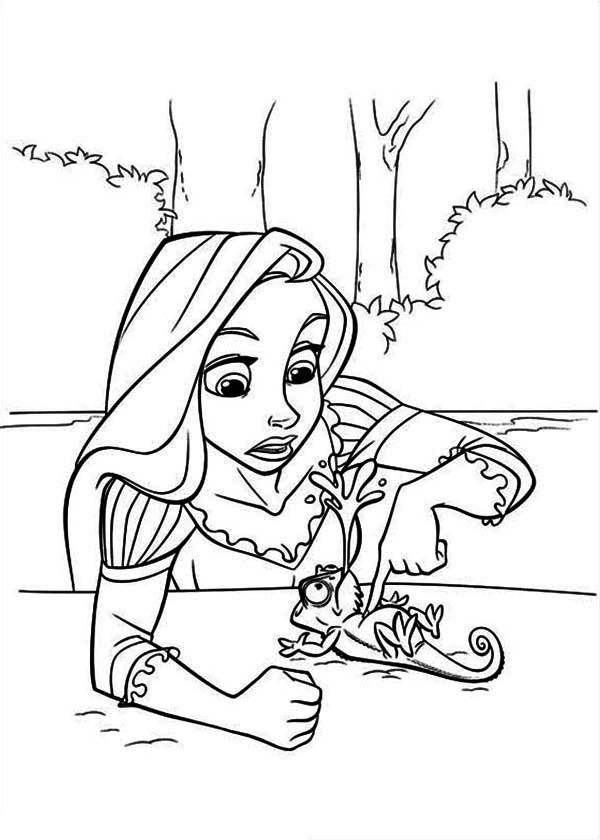 600x840 Rapunzel Press Pascal Stomach Tangled Coloring Page