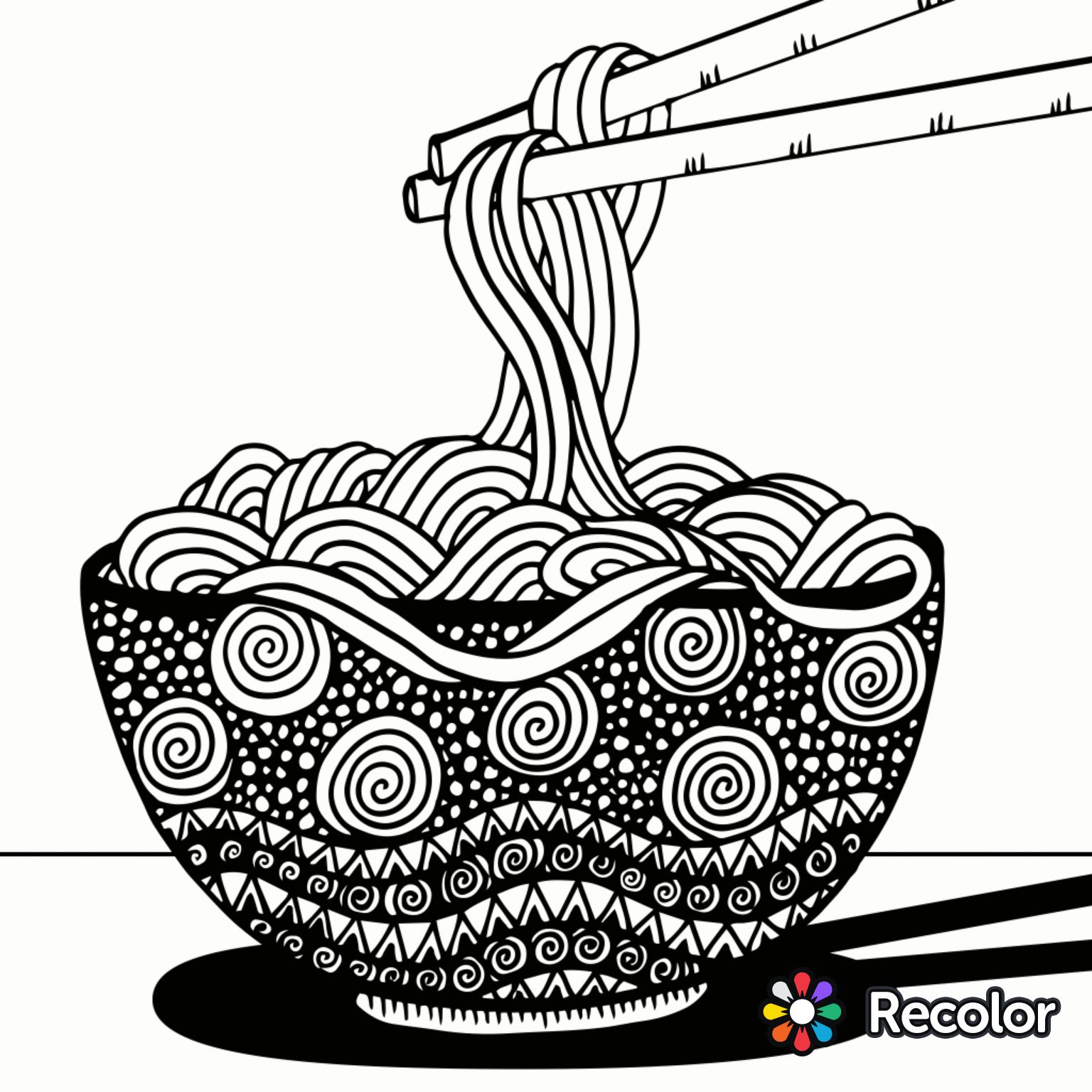 1536x1536 Noodles To Color Recolor App Coloring Pages For Adults