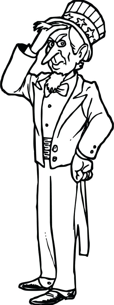 385x1024 Uncle Sam Coloring Page Revolution Uncle Cartoon Patriotic