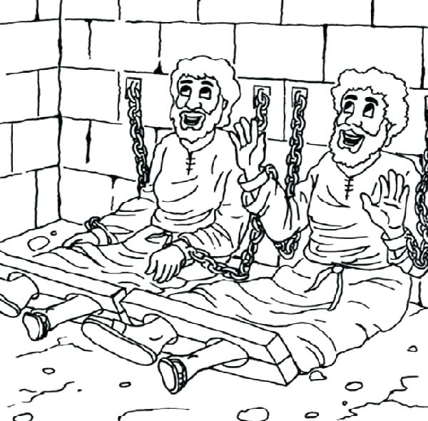 600x590 Paul And Silas Coloring Pages Print Page In Jail Free