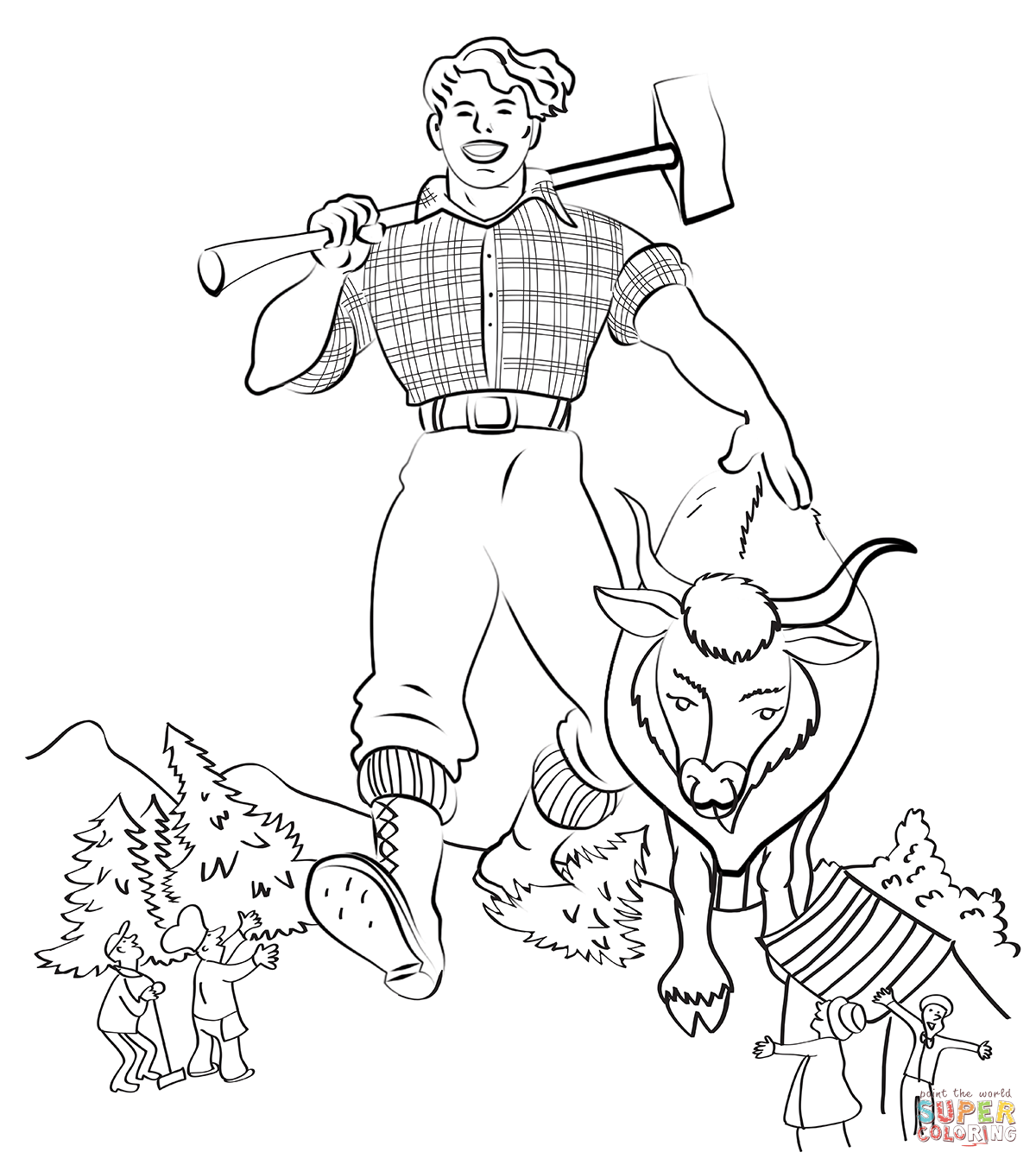 1200x1349 Revolutionary Paul Bunyan And Babe Coloring Pa