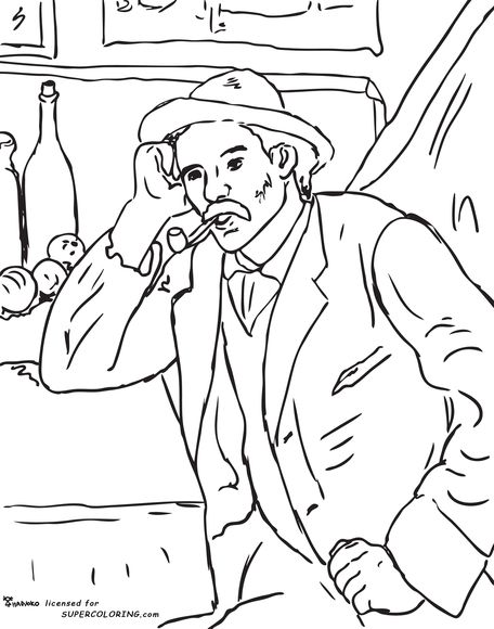 456x580 Man With A Pipe By Paul Cezanne Coloring Page.jpg Meet