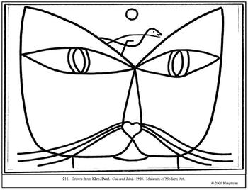 350x268 Klee, Paul. Cat And Bird. Coloring Page And Lesson Plan Ideas