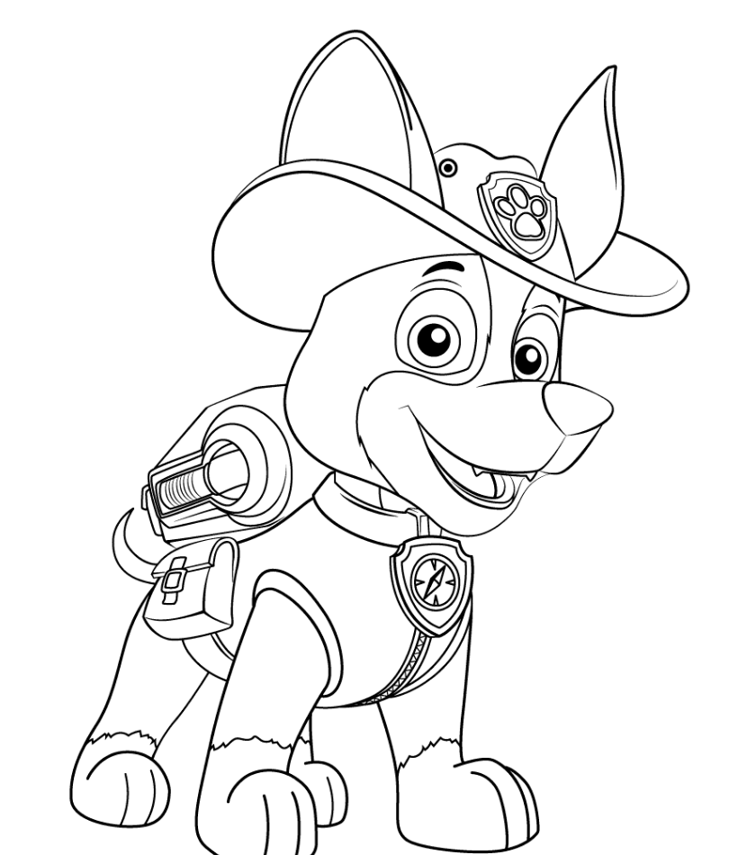 820x950 Paw Patrol New Pup Tracker Coloring Page Paw Patrol