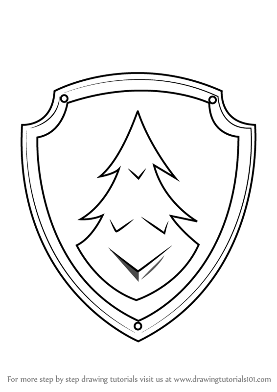 566x800 Learn How To Draw Everest Badge From Paw Patrol (Paw Patrol) Step