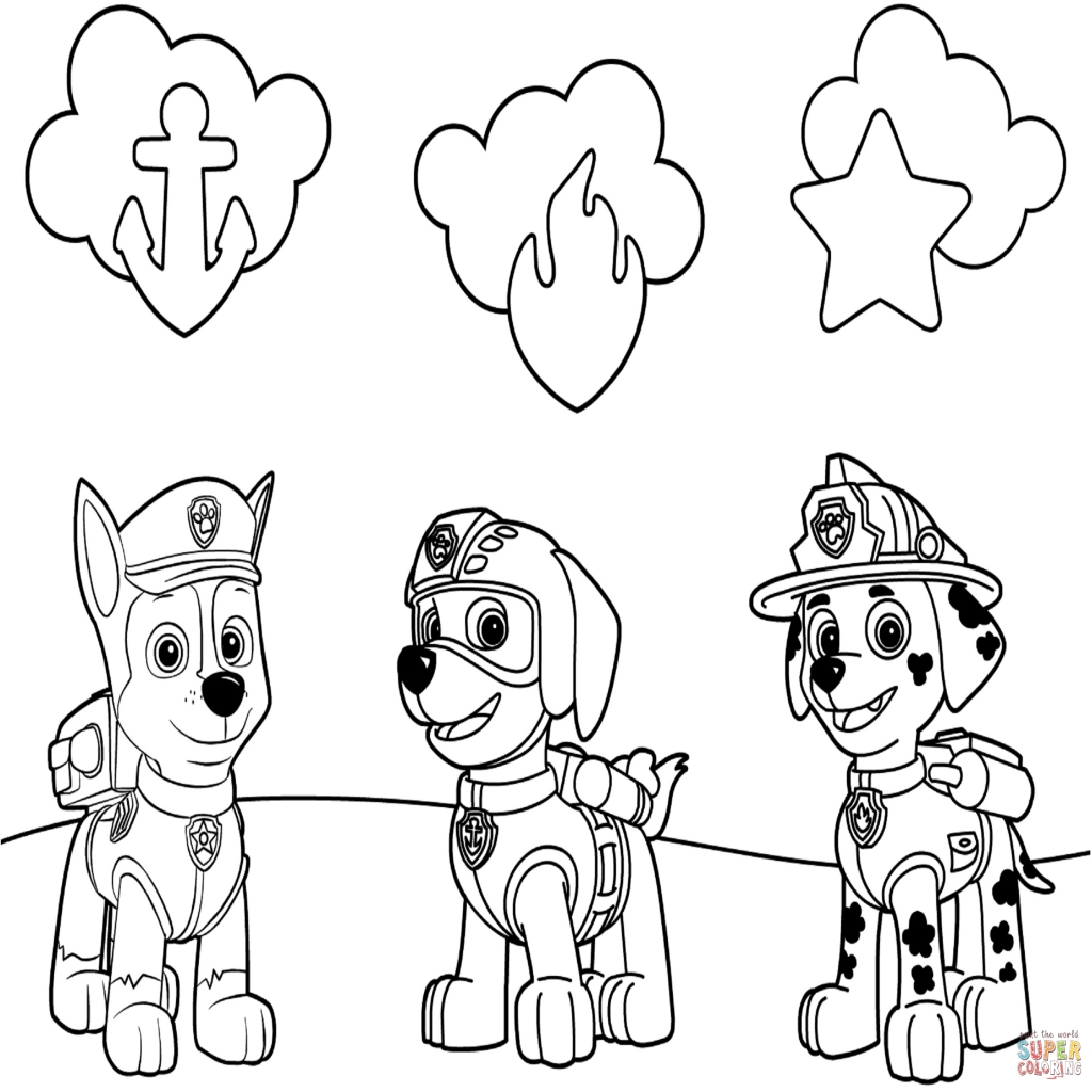 1024x1024 Paw Patrol Badges Coloring Page Free Printable Coloring Pages