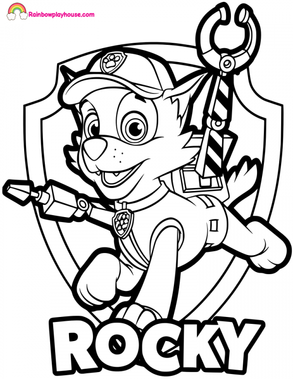 595x770 Paw Patrol Rocky Badge Free Printable Coloring Page For Kids