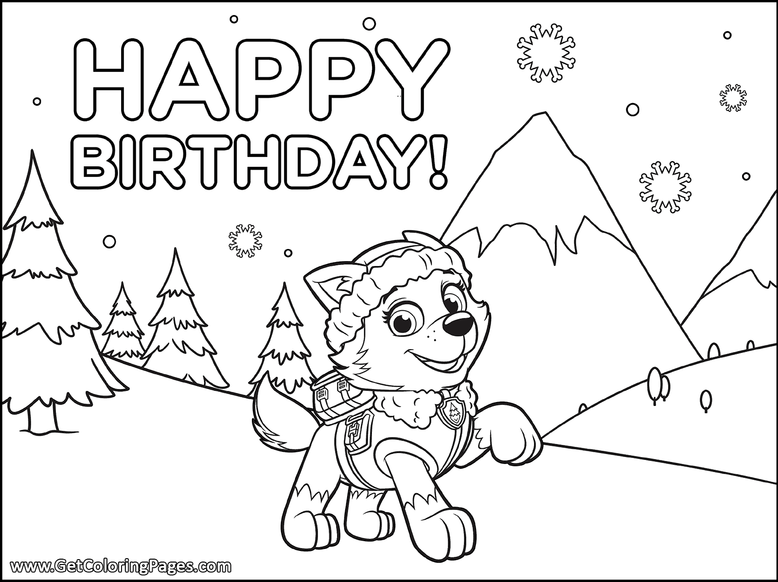 1600x1197 Paw Patrol Birthday Coloring Pages Everest