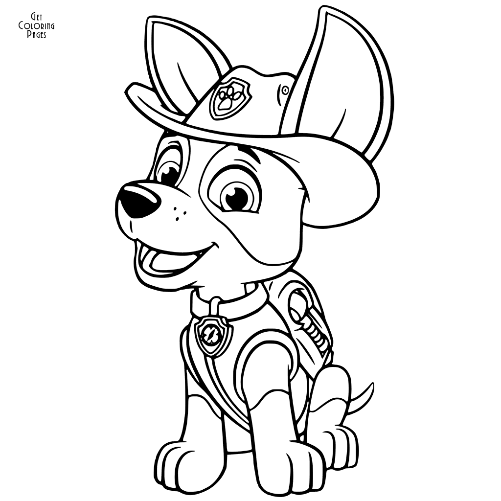 1024x1024 Paw Patrol Tracker Colouring Page