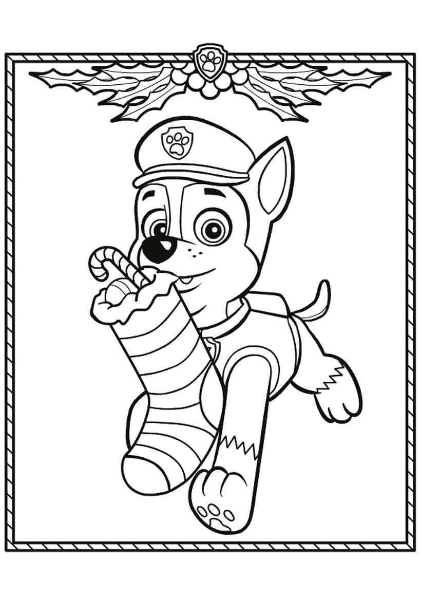 820x1160 Tracker Christmas Free Coloring Page Animals, Kids, Paw Patrol