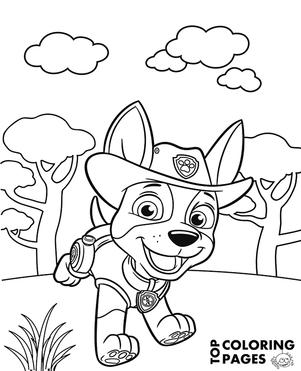 600x740 Free Printable Coloring Page With Tracker From Paw Patrol