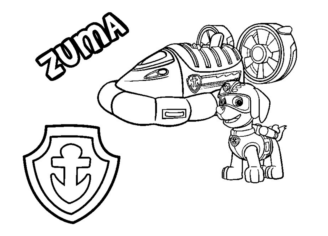 1108x798 Paw Patrol Coloring Page Zuma's Hovercraft Vehicle