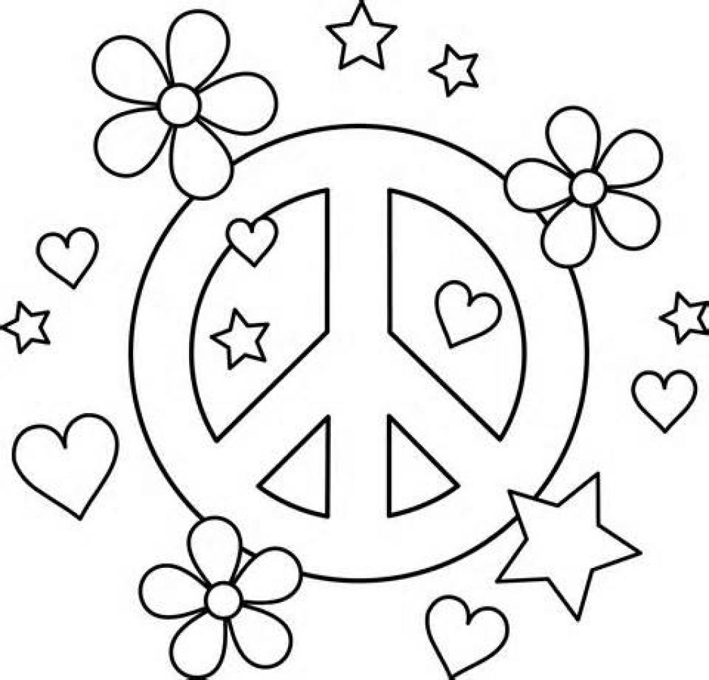 1024x983 Picturesque Design Ideas Peace Sign Coloring Pages Simple