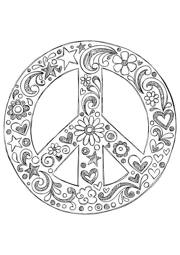 595x842 Free Peace Sign Coloring Pages For Girls Colouring In Snazzy Print