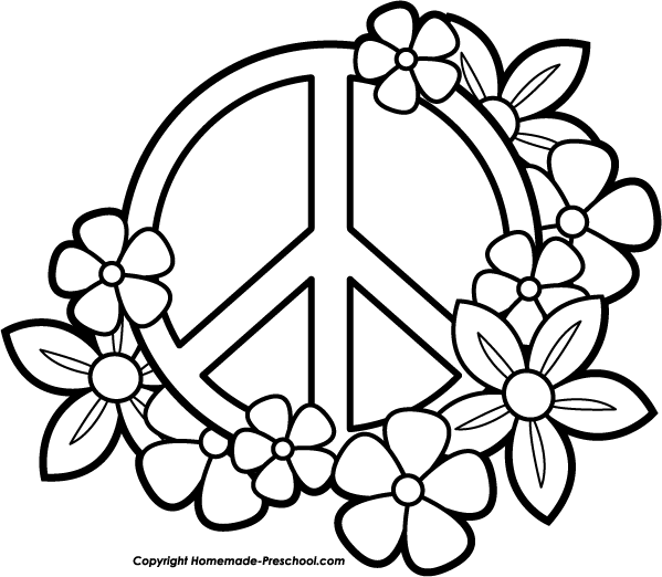 599x522 Free Printable Peace Sign Coloring Pages