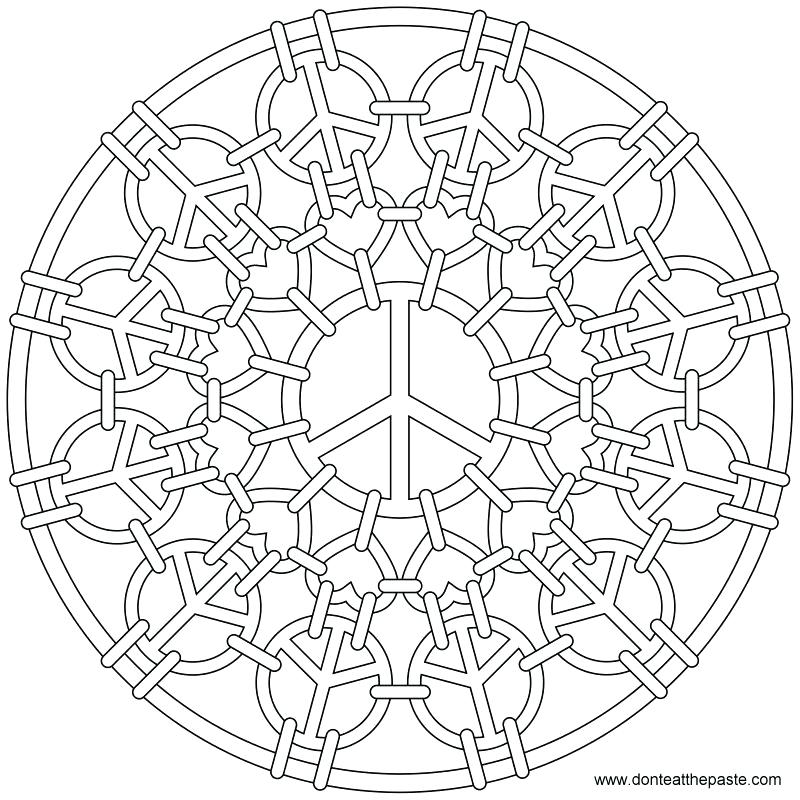 800x800 Coloring Pages For Adults Mandala Peace Sign Printable S Fuhrer