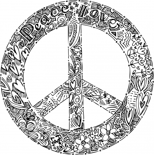 500x503 Doodle Coloring Page Peace Sign Adult Coloring, Mandala