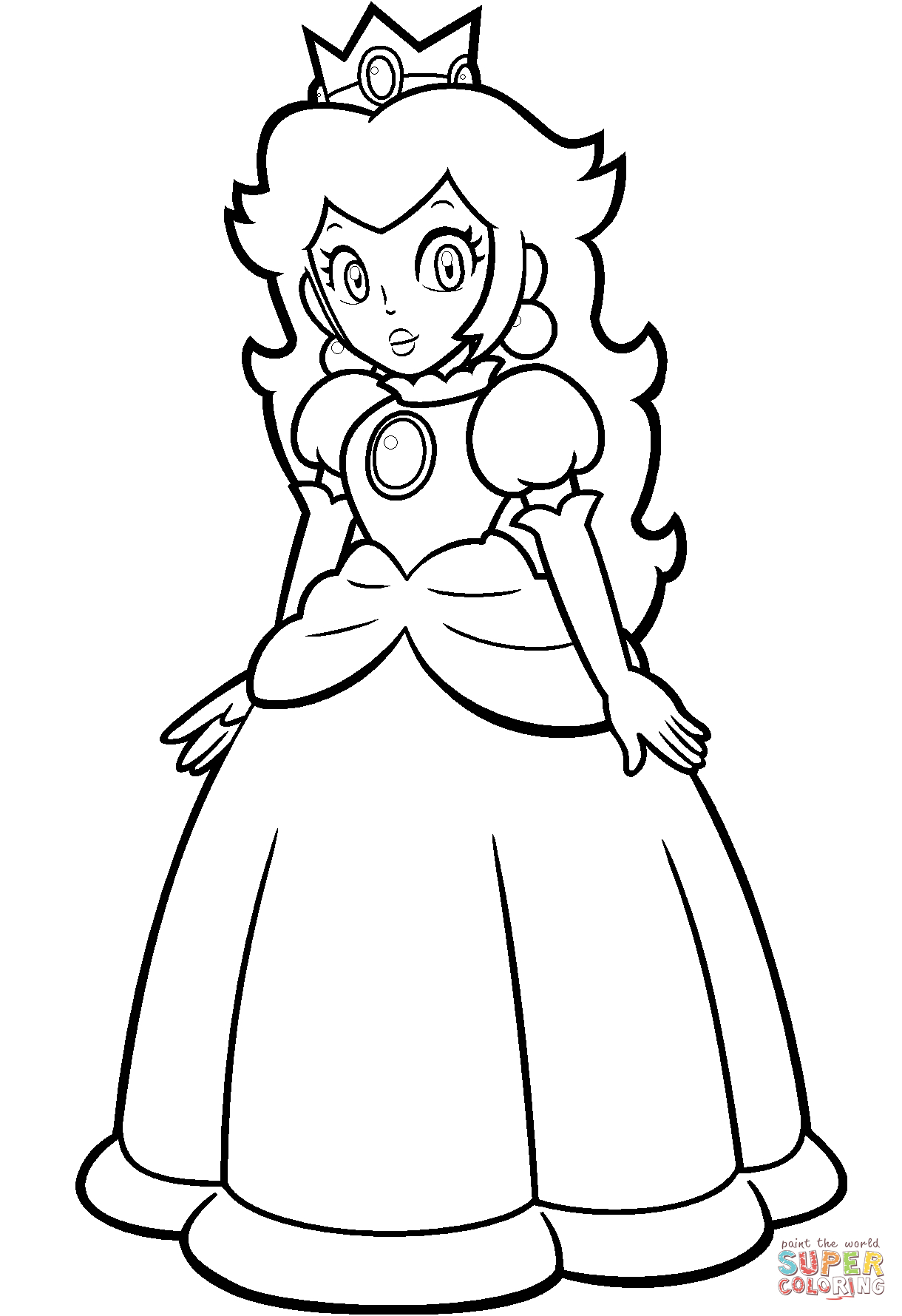 1220x1780 Drawing Princess Peach Mario Princess Peach Coloring Page Free